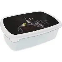 MuchoWow Broodtrommel Wit - Lunchbox Druiven - Wijn - Rood - Tafel - Brooddoos 18x12x6 cm - Brood lunch box - Broodtrommels voor kinderen en volwassenen