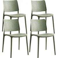 Oviala - Set van 4 cactusgroene kunststof terrasstoelen - Riga