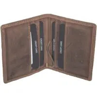Oi Hunter bruine lederen portemonnee met geldklem / billfold met dollarclip en ruimte voor pasjes verticaal / platte beurs met klem voor biljetten / RFID SAFE / bruin leer / 444H