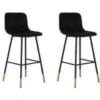 Bronx71 Velvet barkruk Mikky zwart 68 - 79 cm - Barkrukken set van 2 - barstoel