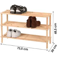 NATURN LIVING Houten schoenenrek 3 lagen van | Opbergkast schoenen | Schoenenkast | Opbergrek | Bruin