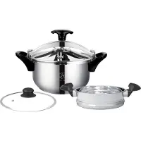 ROYAL SWISS Snelkookpan / Couscous pan - 2 in 1 - 6 Liter - Ø 22 cm - RVS - Inductie