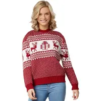 TecTake dressforfun - Kersttrui Winterwonderland rood-wit voor vrouwen M - verkleedkleding kostuum halloween verkleden feestkleding carnavalskleding carnaval feestkledij partykleding - 303356