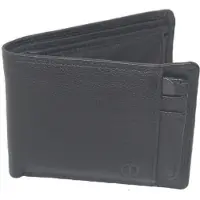 Oi zwarte leren billfold met uitneembaar creditcardmapje / platte herenportemonnee met los pasjesmapje / compacte heren beurs laag model / skim vrij / zwart leer / 354