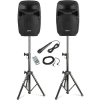VONYX PA system - Actieve DJ speakers met Bluetooth en standaards - Met microfoon - 8 Inch - 400W