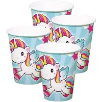 Folat Feest/verjaardag bekertjes - 24x stuks - eenhoorn thema - karton - 250 ml