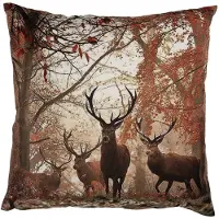 Clayre & Eef Kussenhoes Overig 45x45 cm Bruin Polyester Hert Herfst decoratie