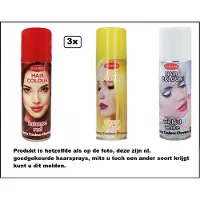 Goodmark 3x Haarverf/haarspray rood/wit/geel 125 ml - Intense red/ wicked white/ sunny yellow - Word bezorgd in doos ivm beschadiging - Festival thema feest carnaval haar kleurspray party