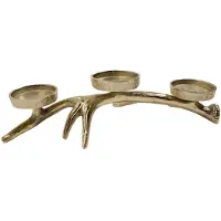 Mars & More Waxinelicht - theelicht Standaard gewei 3 goud 8x39x18cm