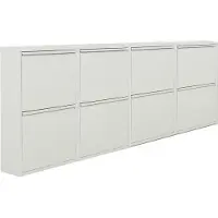 NATURN LIVING Metalen schoenenkast 8 - deurs - set van 4 | 222 x 17 x 75 cm | Functionele en compacte schoenenkast voor het stijlvol opbergen van jouw schoenen verzameling | Schoenenrek | Mat wit