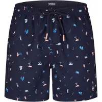 Happy Shorts Heren zwemshort strand donkerblauw print