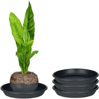 Juypal Hogar Juypal Plantenschotel - 3x - zwart - kunststof - Dia 20 cm - onderschotel/opvangschaal