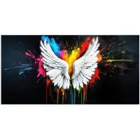 PosterMonkey Poster 120x60 cm - Vleugels - Verfspatten - Kleurrijk - Posters - Kamer decoratie - Wanddecoratie woonkamer - Muurdecoratie slaapkamer