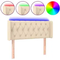 vidaXL Hoofdbord LED 103x16x78/88 cm stof crèmekleurig