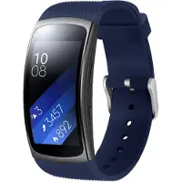 Strap-it Siliconen Smartwatch bandje - Geschikt voor Samsung Gear Fit 2 / Gear Fit 2 Pro siliconen bandje - donkerblauw - Horlogeband / Polsband / Armband