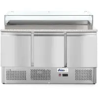 Hendi Pizzawerkbank 3 Deurs, Opzetkoelvitrine, 8x GN 1/6, 1360x700x(H)1120mm Hendi