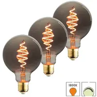 Lybardo - E27 LED Lamp - 3-pack - 95mm - 6W Dimbaar - 1800K Extra Warmwit Licht