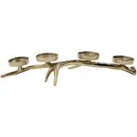 Mars & More Waxinelicht - Theelicht Standaard gewei 4 goud 8x43x19cm