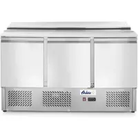 Hendi Saladette 3 Deurs | RVS Klapdeksel | 4x GN 1/1 Bakken | 1365x700x H 888mm