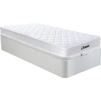 Vente-unique Set 90 x 190 cm bedbodem met opbergruimte, wit + matras met veren en vormgeheugen van 15 cm dik - WOLKENLOS van YSMÉE
