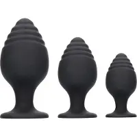 Ouch! - Rippled Buttplug Set - Zwart