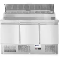 Hendi Saladette 3 Deurs | Verhoogde Vitrine | 8x GN 1/6 Bakken | 1365x700x H 1040mm