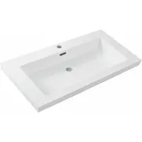 Bally Vision Cubic Wastafel Kunstmarmer 80x46cm Met 1 KraangatWit