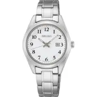 Seiko Muut quartz zilver dames horloge met witte wijzerplaat & roestvrij stalen band