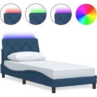 vidaXL Bedframe met LED-verlichting, zonder matras, blauw, 90x200 cm, stof