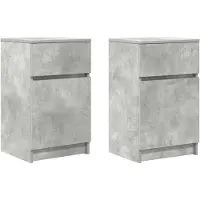 vidaXL Nachtkastjes 2 st 39x35x65 cm bewerkt hout betongrijs