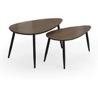 Vicco Veyo Salontafel set – 98 x 60 cm Set, 2 delen Notelaar/zwart