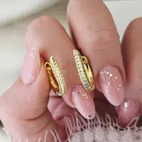 ECarla 14k goud vergulde luxe oorbellen / roestvrijstalen oorbellen / zirkonia stenen / luxe vrouwen dames oorbellen / VERJAARDAG CADEAU / luxe doos erbij / sOwiesO shop /