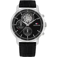 Tommy Hilfiger Analoog horloge 'STEWART' zwart / zilver