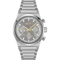 HUGO BOSS quartz zilver heren horloge met grijze wijzerplaat & roestvrij stalen band
