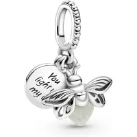 Pandora Charm - Vuurvlieg - Zilver 925 - Gleed in het donker - Glazen hanger - Vrouw
