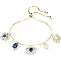 Swarovski Armband donkerblauw / goud / transparant / parelwit