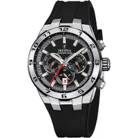 Festina chrono bike quartz zwart heren horloge met zwarte wijzerplaat & rubber band