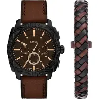 Fossil Analoog horloge 'Machine' donkerbruin / zwart