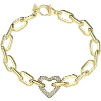 GUESS armband Beloved Pave Heart Chain Bracelet Yellow Gold / Pink goudkleurig
