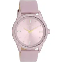Oozoo dames polshorloge, lederen band, pastelpaars, analoog, quartz, model UOC11355