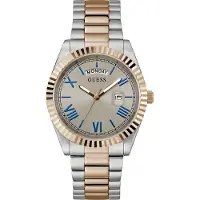 GUESS Analoog horloge 'Connoisseur' goudgeel / zilver