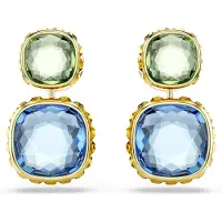 Swarovski Oorbellen blauw / goud / lichtgroen / rosa