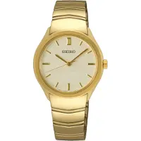 Seiko Muut quartz goud dames horloge met champagne wijzerplaat & roestvrij stalen band