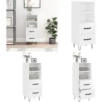 vidaXL Dressoir 34,5x34x90 cm bewerkt hout hoogglans wit - Dressoir - Dressoirs - Opbergkast - Wandkast