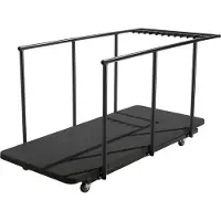 Oviala - 18 opvouwbare zwarte tafels van 180 cm en een transportkar - REKKEM