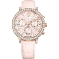 Swarovski Matrix Tennis Chrono horloge, Zwitserse productie, lederen band, roze, rosé gouden afwerking. MATRIX CHRONO: LS PINK/PINK/PRO 5698300 9009656983003