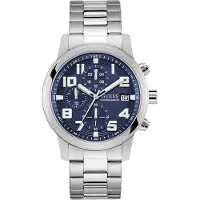 GUESS Analoog horloge 'ATTICUS' navy / zilver