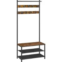 Mazazu - Kapstok - Garderoberek - Bruin - Zwart - Industrieel - 32,2 x 64 x 180 cm