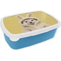 MuchoWow Broodtrommel Blauw - Lunchbox Egel - Paashaas - Kostuum - Brooddoos 18x12x6 cm - Brood lunch box - Broodtrommels voor kinderen en volwassenen
