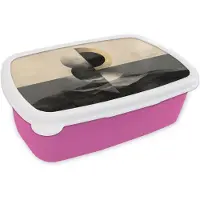 MuchoWow Broodtrommel Roze - Lunchbox Cirkels - Schaduw - Abstract - Brooddoos 18x12x6 cm - Brood lunch box - Broodtrommels voor kinderen en volwassenen